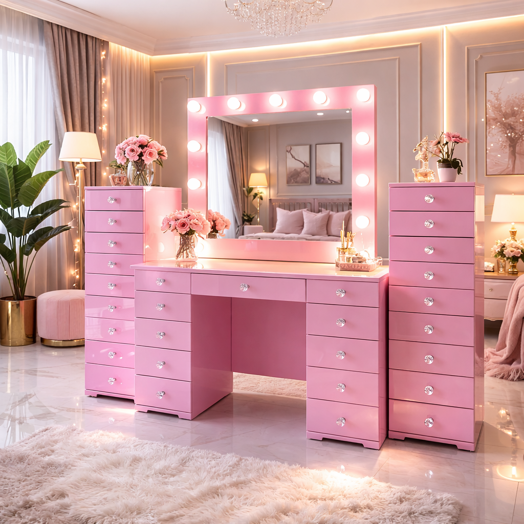 Blooming Pink vanity set – Jb Luxury Cabinetry